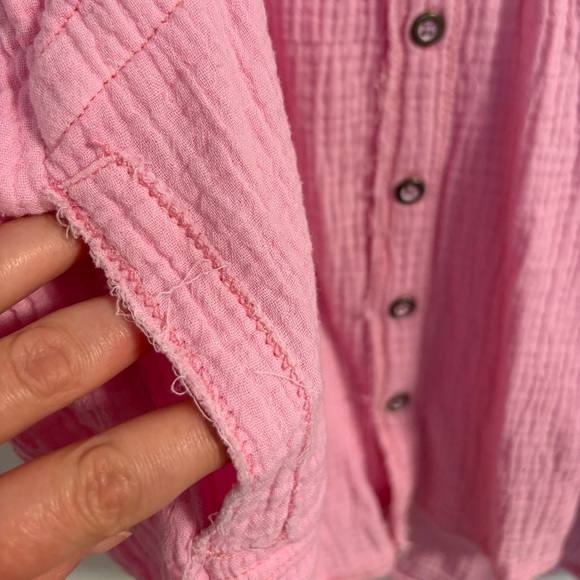 We The Free Pink Frayed Gauze Button Shirt - xs - Picture 6 of 7